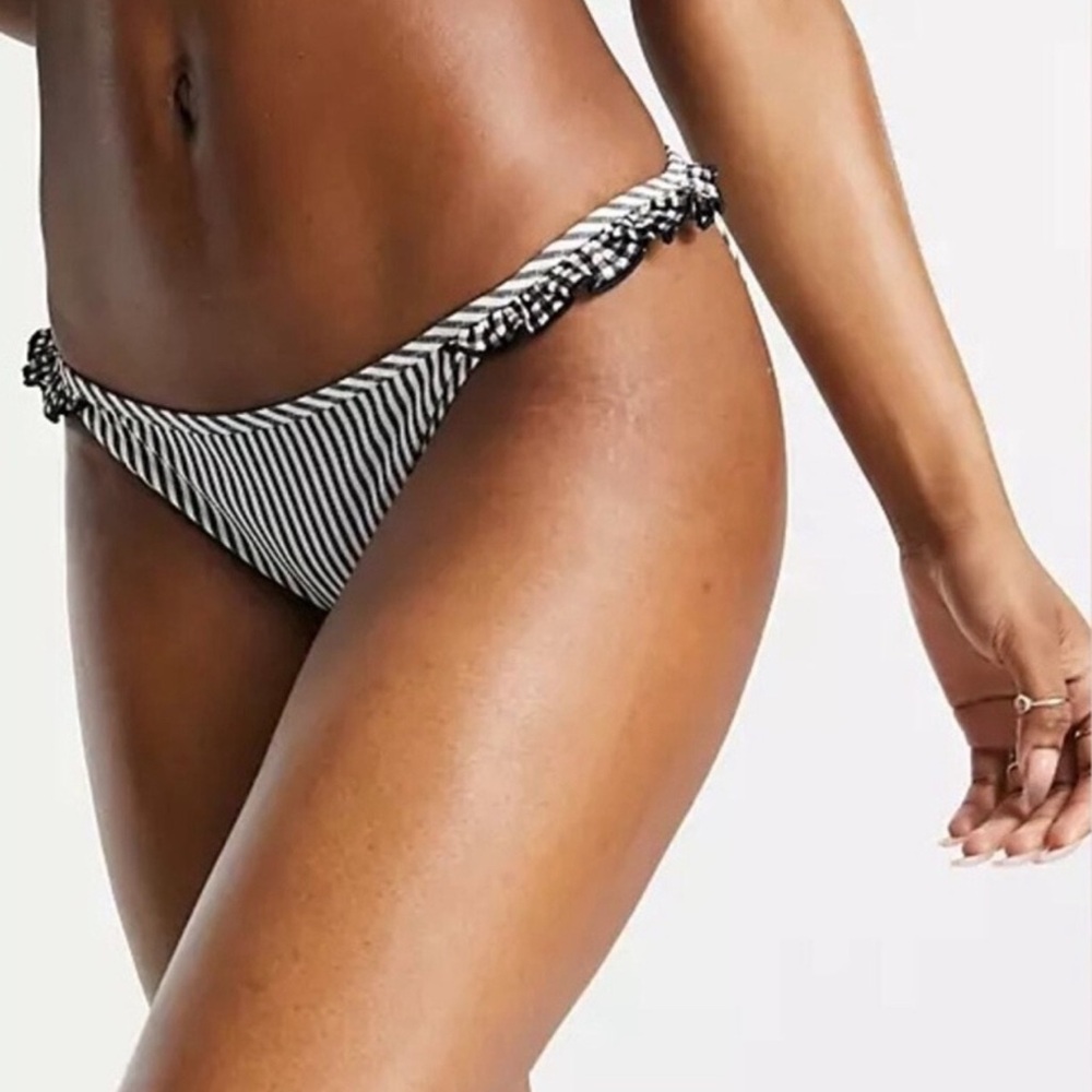 NWT Aerie Striped Ruffle Side Bikini Swim Bottoms